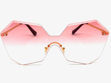 Sleek Modern Retro Shield Style SUNGLASSES Gold Rimless Frame 7756