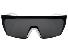 Classic Hardcore Biker Gangster Wrap Shield Style POLARIZED SUNGLASSES White Frame - Dark Lens X0018