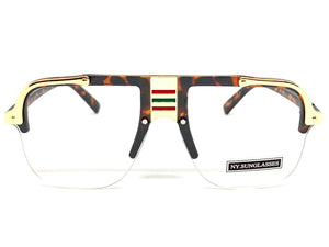 Men's Classic Vintage Retro Hip Hop Style Clear Lens EYEGLASSES Tortoise & Gold Frame 2719