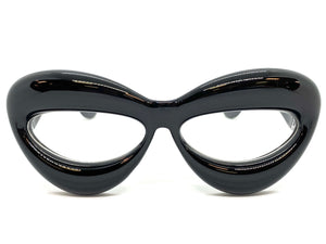 Oversized Exaggerated Retro Clear Lens EYEGLASSES Large Black Optical Frame - RX Capable 80555