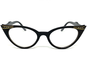 Classic Vintage Retro Cat Eye Style Clear Lens EYEGLASSES Pointy Black Frame KIT400