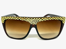 Oversized Classic Vintage Retro Style SUNGLASSES Large Brown Snakeskin Frame 1201