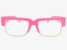 Classy Contemporary Modern Retro Clear Lens EYEGLASSES Neon Pink & Gold Frame 8259