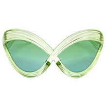 Oversized Exaggerated Modern Retro Futuristic Style SUNGLASSES Large Green Frame 2159