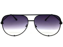 Classic Vintage Retro Aviator Style SUNGLASSES Black Frame Gray & Clear Lens P0218