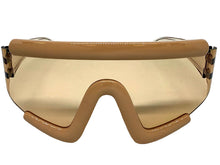 Oversized Exaggerated Modern Rerto Shield Style SUNGLASSES Large Tan Frame 63290