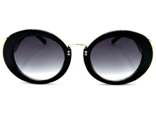 Exaggerated Vintage Retro Funky Hippie Style SUNGLASSES Round Black & Gold Frame P8216