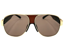 Classic Hardcore Biker Gangster Hip Hop Rapper Style SUNGLASSES Gold & Brown Frame - Brown Lens 4000