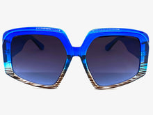 Oversized Vintage Retro Style SUNGLASSES Large Blue Frame 1113