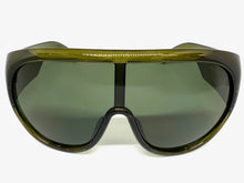 Oversized Exaggerated Modern Rerto Shield Style SUNGLASSES Large Olive Green Frame 68246