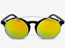 Classic Vintage Retro Style Clip On SUNGLASSES Round Black Frame 6442