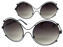 Oversized Exaggerated Vintage Retro Style SUNGLASSES Large Round Black Frame 6295