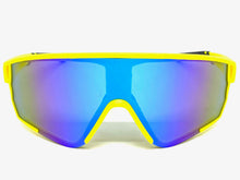 Oversized Retro Sporty Wrap Around Style SUNGLASSES Large Neon Yellow Frame 9046
