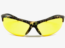 Classic Sporty Wrap Around HD Yellow Lens SUNGLASSES Green Camouflage Frame 2250