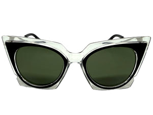 Classic Vintage Retro Cat Eye Style SUNGLASSES Funky Clear & Black Frame 1720