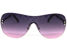 Oversized Contemporary Modern Retro Shield Style SUNGLASSES Flat Purple Lens A246