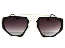 Exaggerated Classic Vintage Retro Style SUNGLASSES Unique Black & Silver Frame 4464