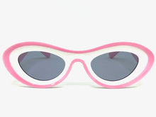 Contemporary Modern Retro Raver Party SUNGLASSES Funky White & Pink Frame 2123