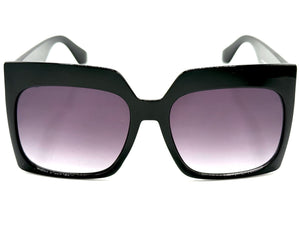 Oversized Exaggerated Vintage Retro Style SUNGLASSES X-Large Square Black Frame 49308