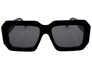 Classic Vintage Retro Style SUNGLASSES Thick Square Black Frame - Dark Lens 75005