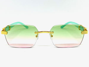 Men's Classy Elegant Luxury Retro Hip Hop Style SUNGLASSES Gold Rimless Frame 7522