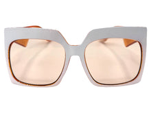 Oversized Exaggerated Vintage Retro Style SUNGLASSES X-Large Square White Frame 49308