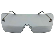 Oversized Exaggerated Modern Retro Shield Style SUNGLASSES Large Flat Gray Lens 10549