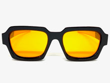 Classic Vintage Retro Style SUNGLASSES Square Black Frame - Orange Lens 1219