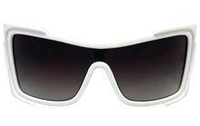 Oversized Classic Retro Wrap Shield Style SUNGLASSES Huge Super Thick White Frame 80639