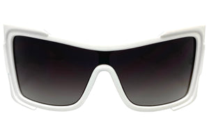 Oversized Classic Retro Wrap Shield Style SUNGLASSES Huge Super Thick White Frame 80639