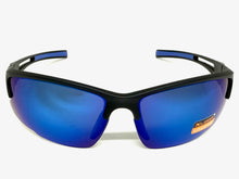 Sporty Wrap Around Cycling Fishing Biker SUNGLASSES Sleek Black Frame - Blue Lens 2754