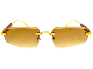 Classy Elegant Luxury Modern Style SUNGLASSES Rimless Gold Frame 5335