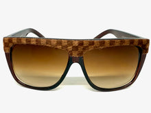 Oversized Classic Vintage Retro Style SUNGLASSES Large Black Frame Checkered Pattern 1201