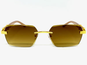 Men's Classy Elegant Luxury Retro Hip Hop Style SUNGLASSES Gold Rimless Frame 7522