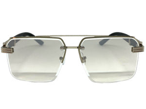 Men's Classy Elegant Luxury Designer Hip Hop Style SUNGLASSES Silver & Wooden Frame 7537