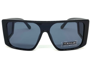 Oversized Modern Retro Shield Style SUNGLASSES Black Frame Dark Lens 9227