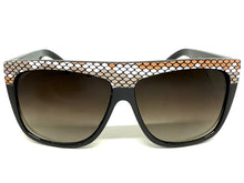 Oversized Classic Vintage Retro Style SUNGLASSES Large Black Snakeskin Frame 1201