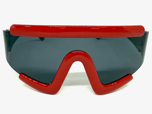 Oversized Exaggerated Modern Rerto Shield Style SUNGLASSES Large Red Frame 63290