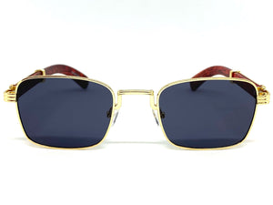 Classy Elegant Sophisticated Luxury Style SUNGLASSES Gold & Wooden Frame 27677