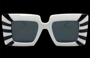 Exaggerated Vintage Retro Style SUNGLASSES Thick Square White Frame 80590