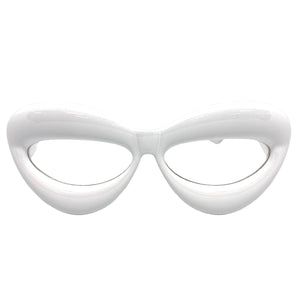 Oversized Exaggerated Retro Clear Lens EYEGLASSES Large White Optical Frame - RX Capable 80555