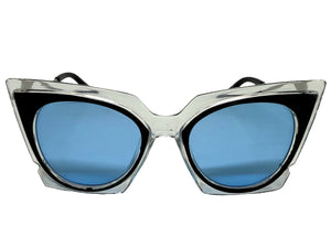 Classic Vintage Retro Cat Eye Style SUNGLASSES Funky Clear & Black Frame 1720