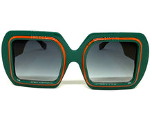 Oversized Exaggerated Vintage Retro Style SUNGLASSES Large Square Green Frame 1351