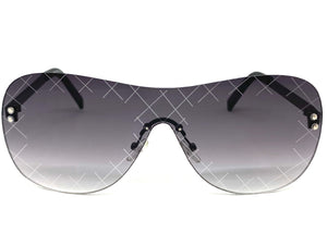Oversized Contemporary Modern Retro Shield Style SUNGLASSES Flat Gray Lens A246