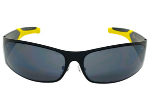 Classic Contemporary Modern Wrap Style SUNGLASSES Sleek Black & Yellow Frame 3727