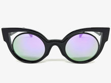Classic Vintage Retro Cat Eye Style SUNGLASSES Funky Black Frame - Purple Lens 1737