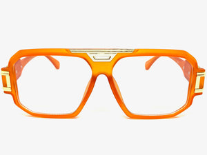 Classic Vintage Retro Hip Hop Rapper Style Clear Lens EYEGLASSES Orange & Gold Frame 5408