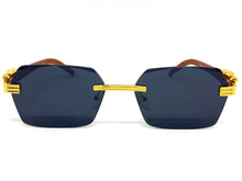 Classy Elegant Sophisticated Luxury Style SUNGLASSES Gold & Wooden Frame E0958