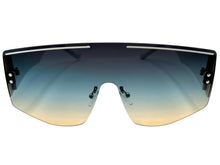 Oversized Futuristic Modern Retro Shield Style SUNGLASSES Large Flat Teal Lens 10858