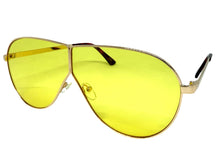 Oversized Modern Retro Shield Style SUNGLASSES Large Rose Gold Frame - Yellow Lens 4617